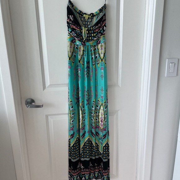 Avocado Boho Maxi Dress – Turquoise Multicolor Print, Size 6 - Picture 1 of 9
